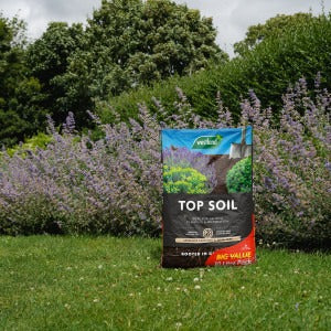 Westland Top Soil next to flower border
