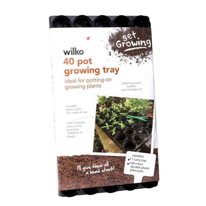 Growing tray with 18 individual pots