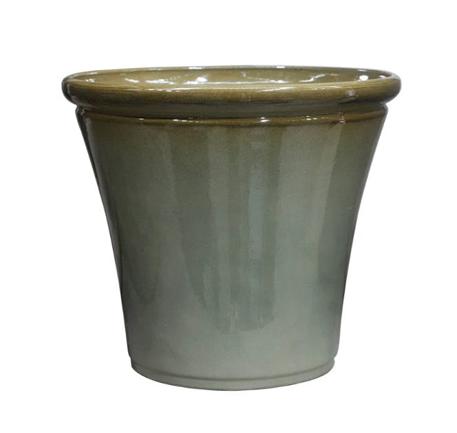 Hortus Lite - Glaze Plastic Rolled Rim Planter - Olive Green- Dia 45 x Height 40cm Dia45 - fibreglass stone-effect planter for indoor and outdoor use