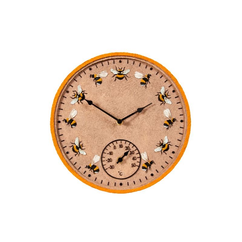 12in Beez Wall Clock & Thermometer