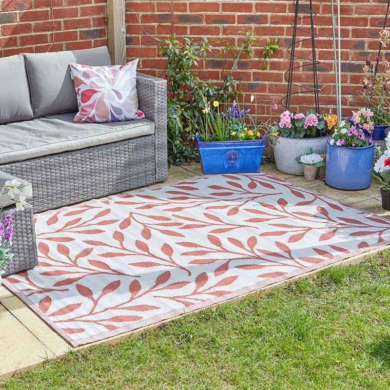 Alfresco Mats - Leaves - Red ochre - 150 x 210cm