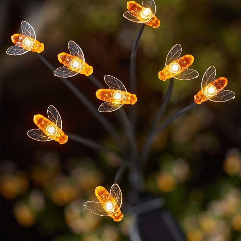 8-Stem BeeLights, Stake Light lifestyle - planter with plants on garden setting