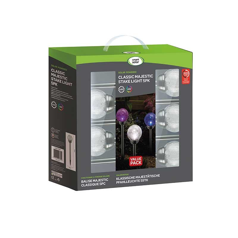 Classic Majestic Stake Light, 5pc lifestyle - planter with plants on garden setting