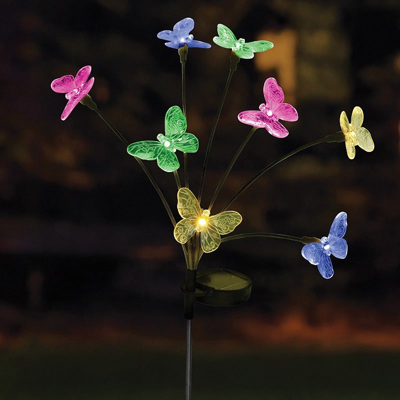 8-Stem FlutterLights Multi Coloured, Stake Light - planter for indoor and outdoor use
