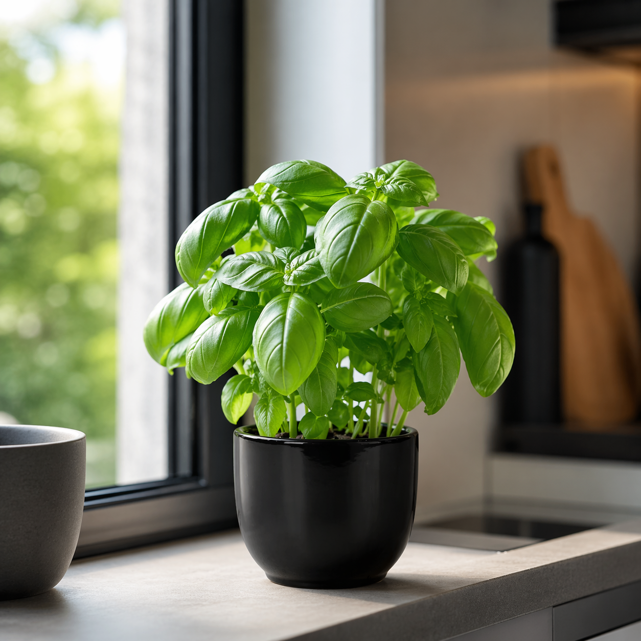 Hortus Cairo Ceramic Pot - Glossy Black Dia 8 x H7cm Dia8 - ceramic garden pot for indoor and outdoor use