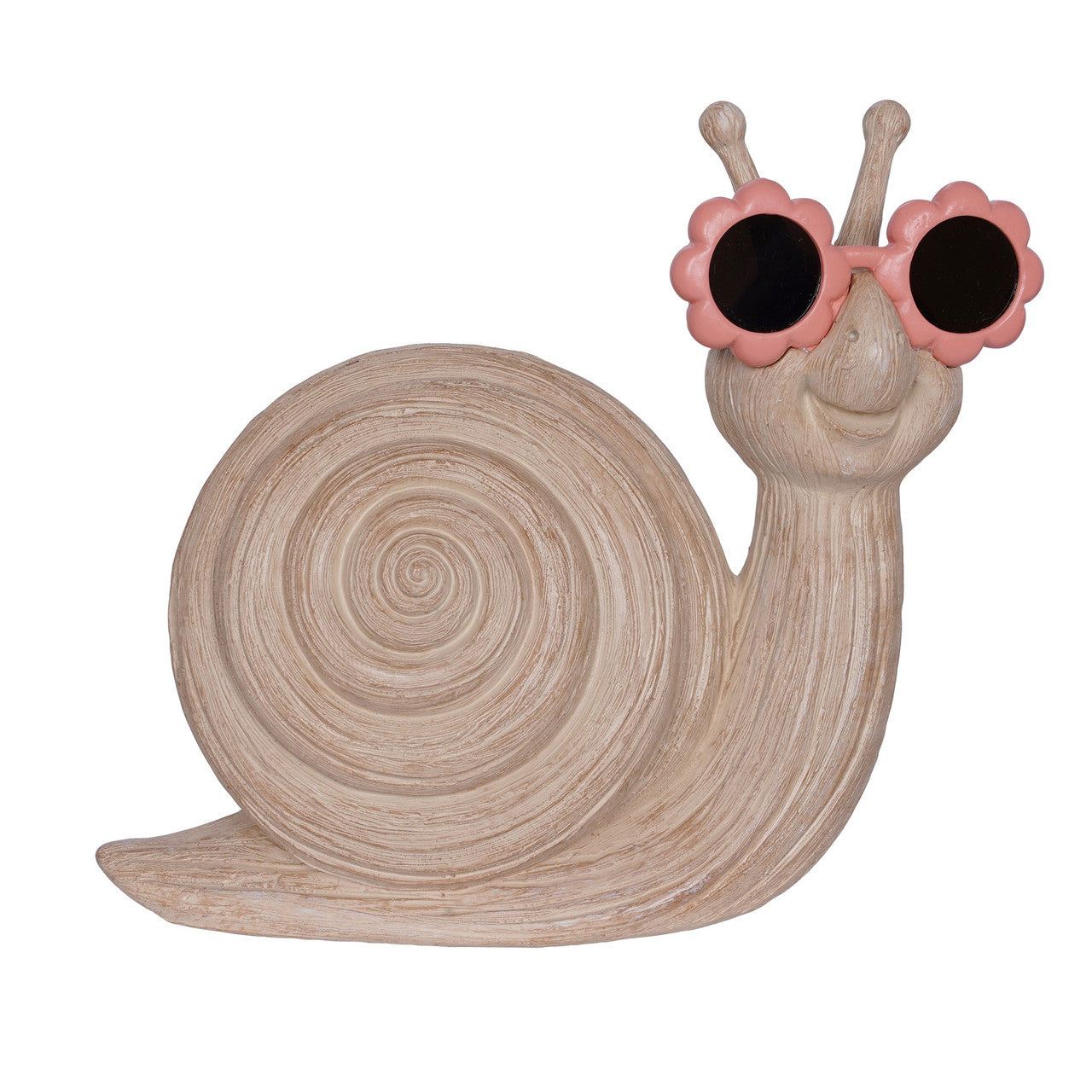 Resin Snail with Flower Glasses 21.5cm