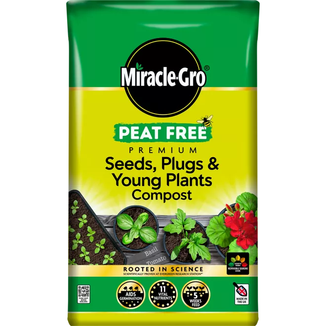 Miracle-Gro Peat Free Seeds, Plugs & Young Plants Compost 20L