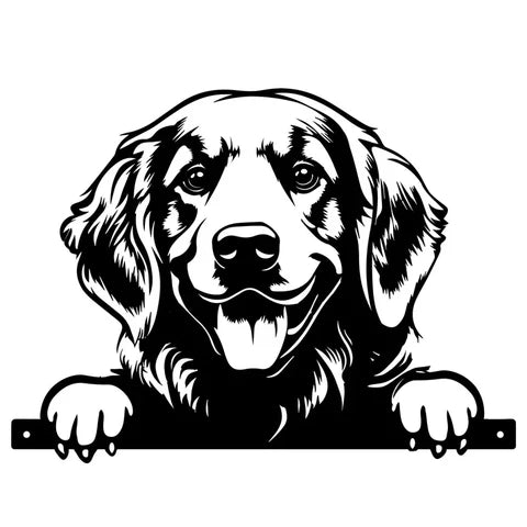 No.PF1026 Metal Peeking Dog Silhouette - Golden Retreiver