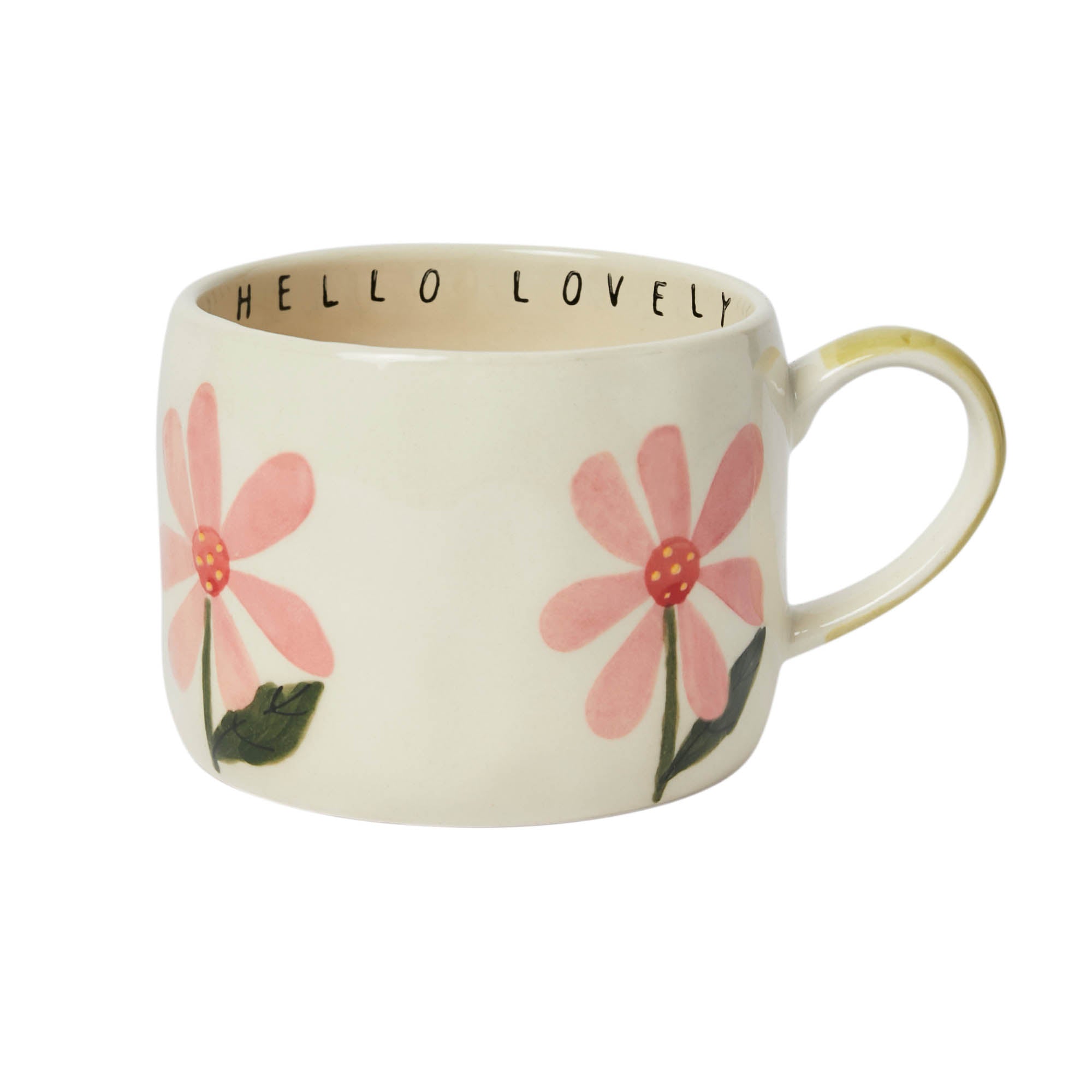 Hello Lovely Stoneware Mug, Olive design