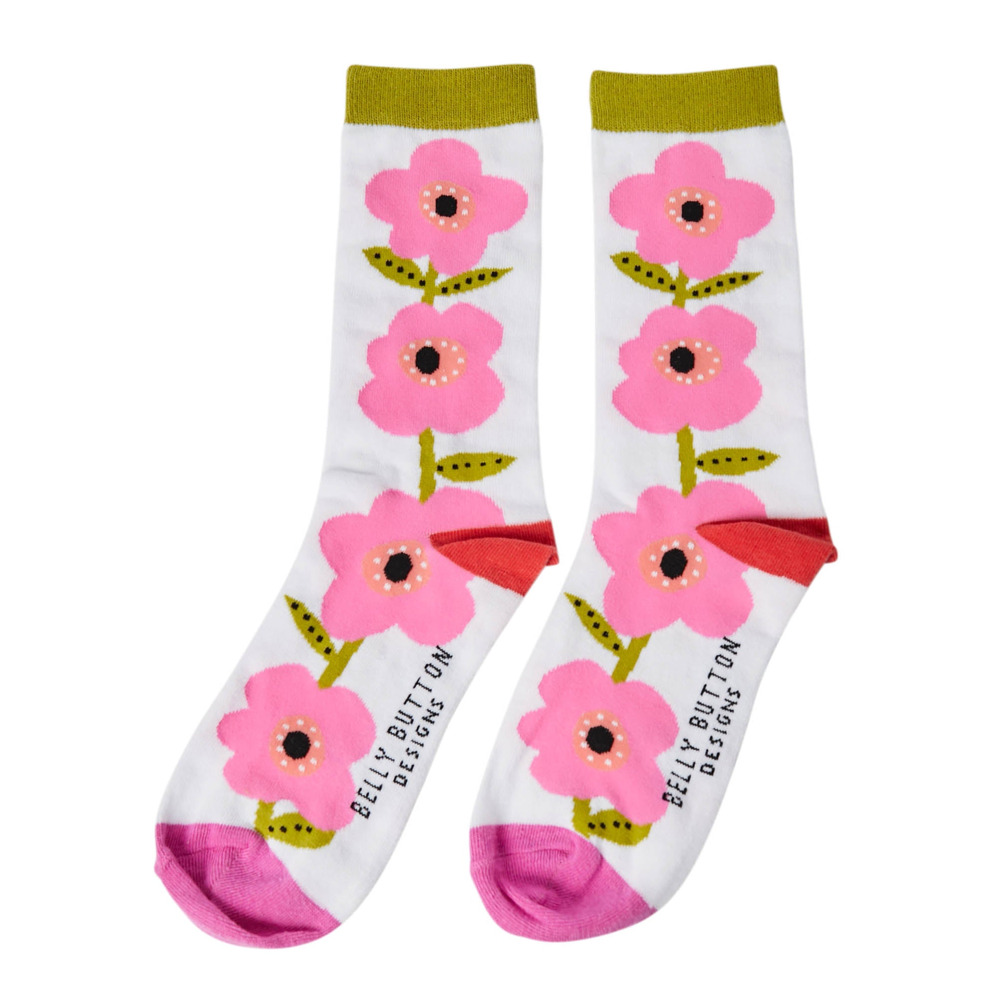 Bamboo socks with mauve flower design