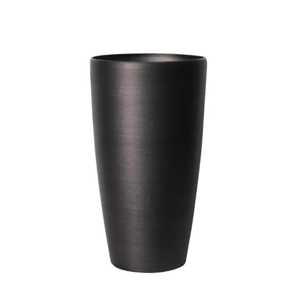 Hortus Lite - Metallic Look Tall Planter - Dk Grey - Dia23 x H42cm Dia23 - metal planter for indoor and outdoor use