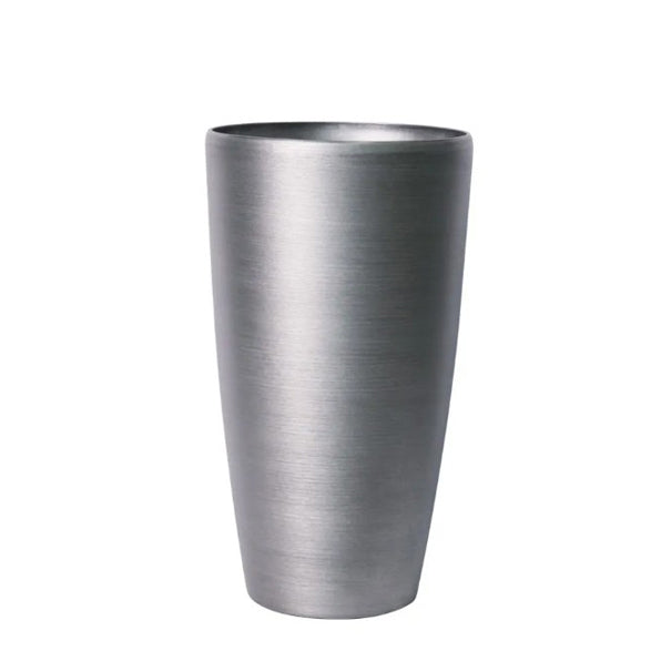 Hortus Lite - Metallic Look Tall Planter - Brushed Steel - Dia23 x H42 Dia23 - metal planter for indoor and outdoor use
