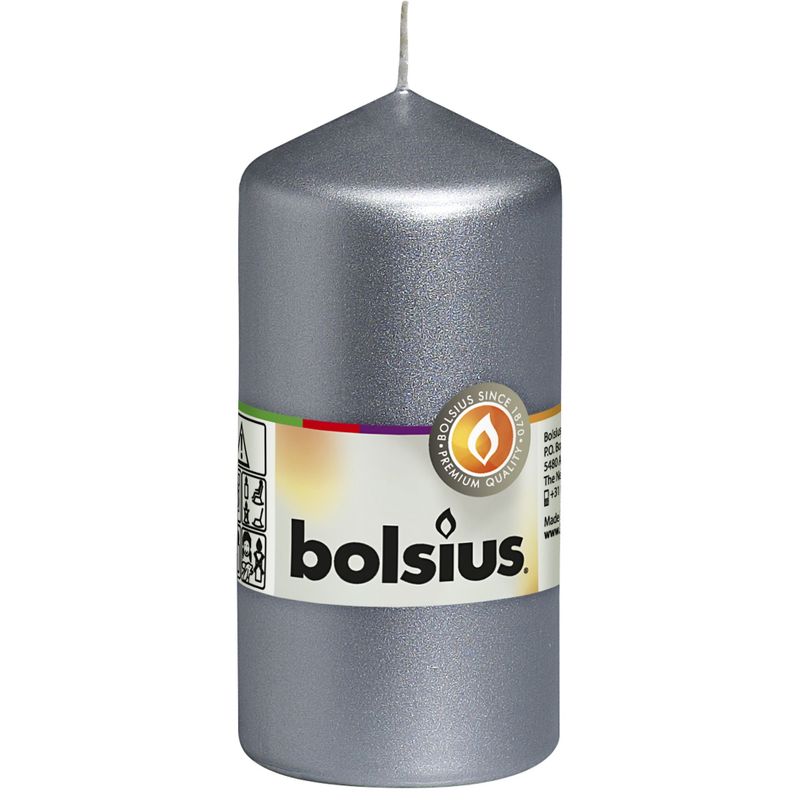 Bolsius Pillar Candle Silver 120/58mm