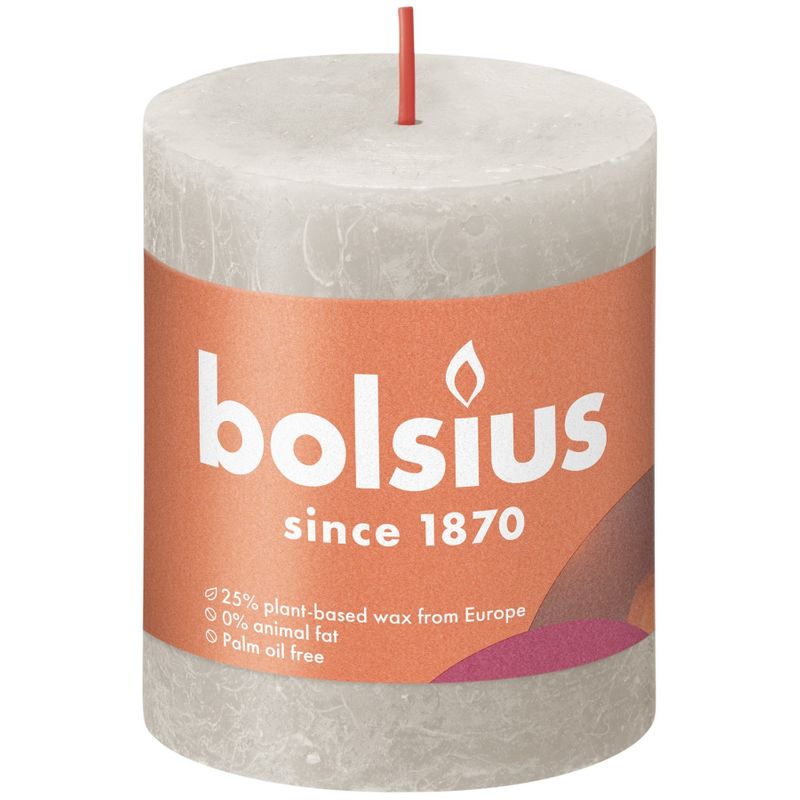 Bolsius Rustic Shine Pillar Candle 80x68 Sandy Grey