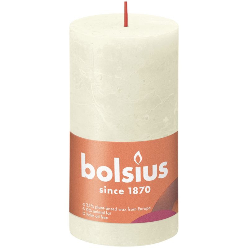 Bolsius Rustic Shine Pillar Candle 130x68 Soft Pearl