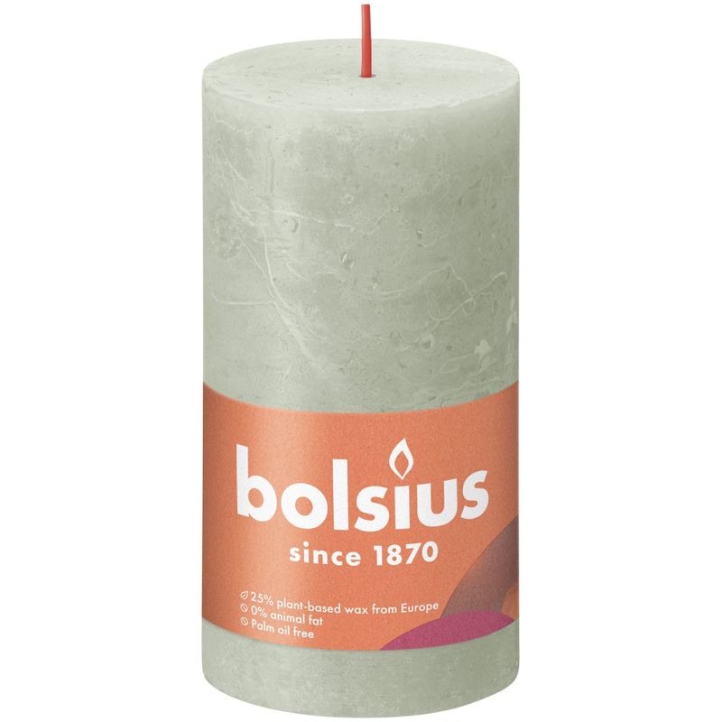 Bolsius Rustic Shine Pillar Candle 130x68 Foggy Green