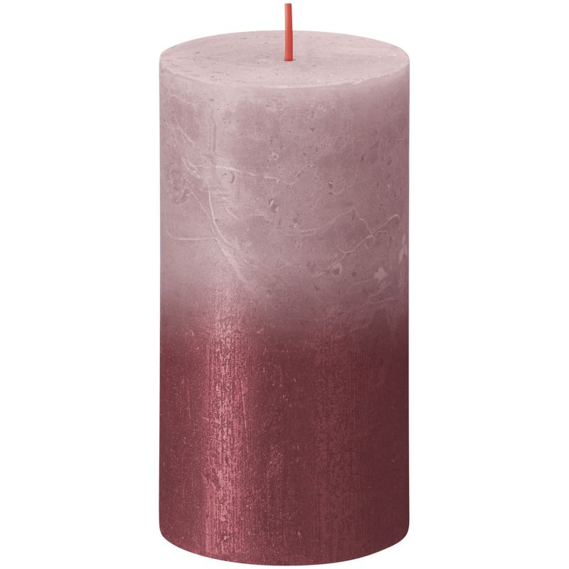 Bolsius Rustic Metallic Candle 130x68 Faded Rose Red