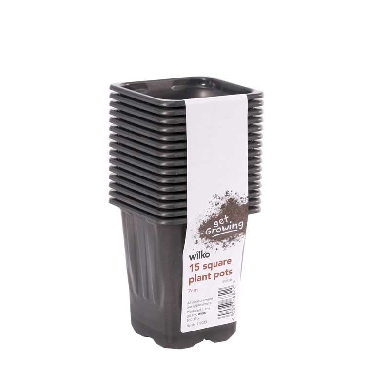 02976822 7cm Square Pots Black PK15