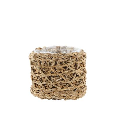Round Natural Seagrass Basket W/Liner - Small