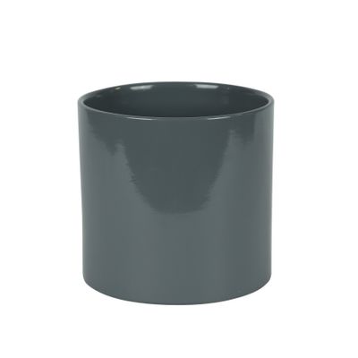 Hortus Sofia Ceramic Pot - Glossy Grey -Dia15.5 x H15cm