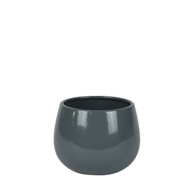 Hortus London Ceramic Pot - Glossy Grey - Dia13 x H12cm