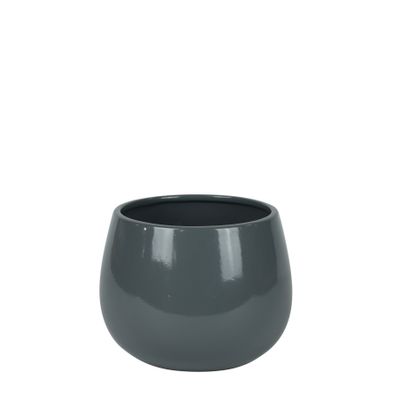 Hortus London Ceramic Pot - Glossy Grey - Dia14.5 x H14cm