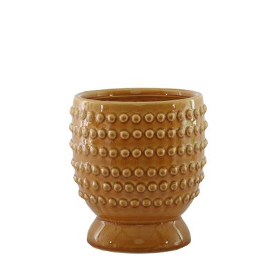 Hortus Hobart Footed Pot - Yellow - Dia15 x H14.5cm