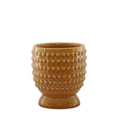 Hortus Hobart Footed Pot -Yellow - Dia13.5 x H14cm