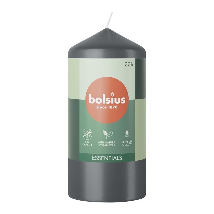 Bolsius Essentials Pillar Candle 120x58mm Stormy Grey