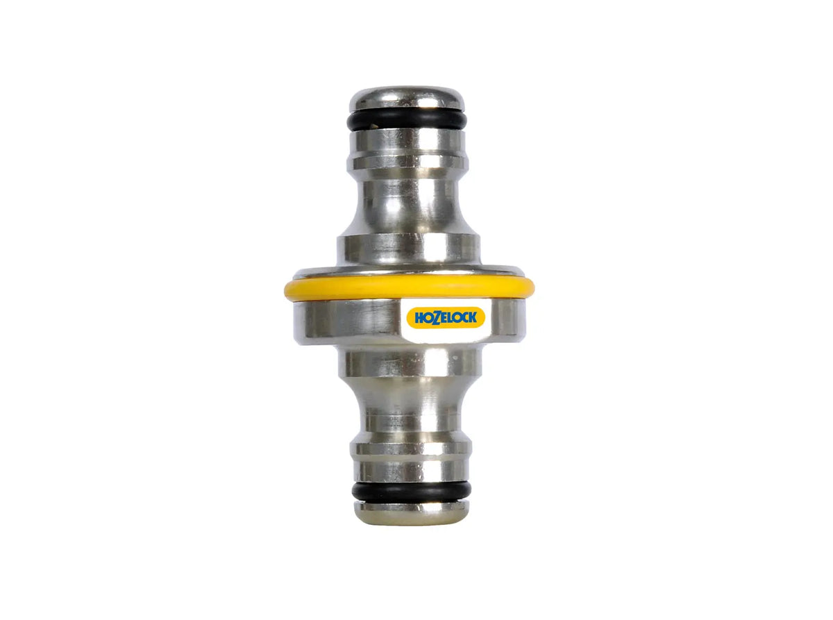 Hozelock Pro Metal Double Male Connector, nickel-plated brass