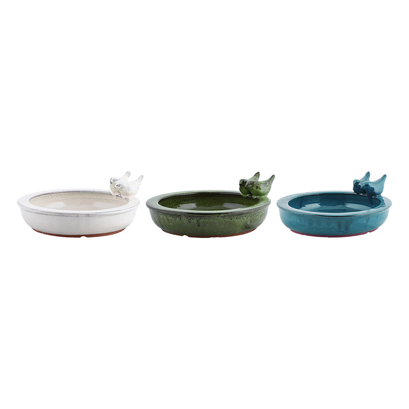 CERAMIC ROUND BIRD BATH (ASSORTED)