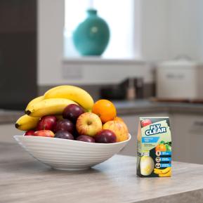 FlyClear Fruit Fly Trap on kitchen worktop