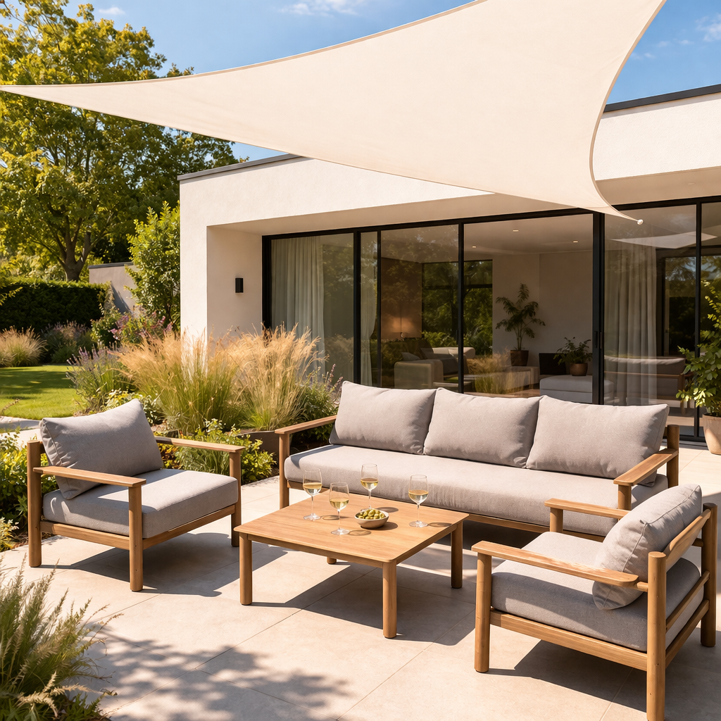 Outdoor Sofa Set 4 Piece Including Table - Mixed Beige