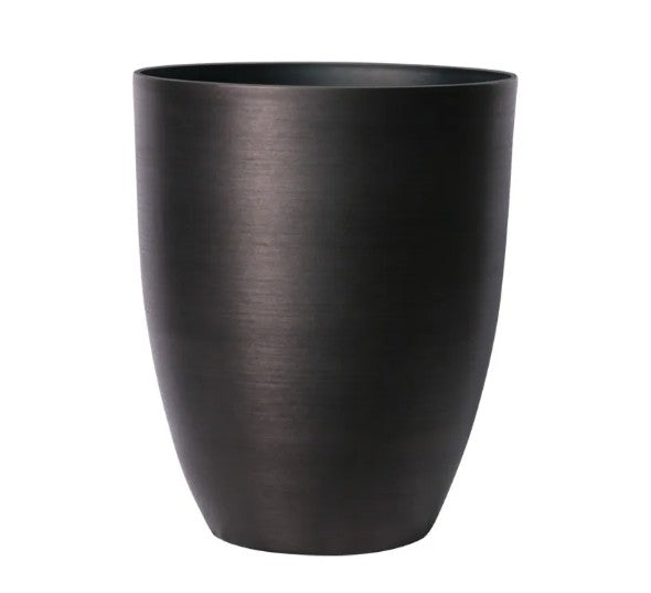 Hortus Lite - Metallic Look Plastic Shaped Planter - Dk Grey - Dia28 x H34cm Dia28 - metal planter for indoor and outdoor use