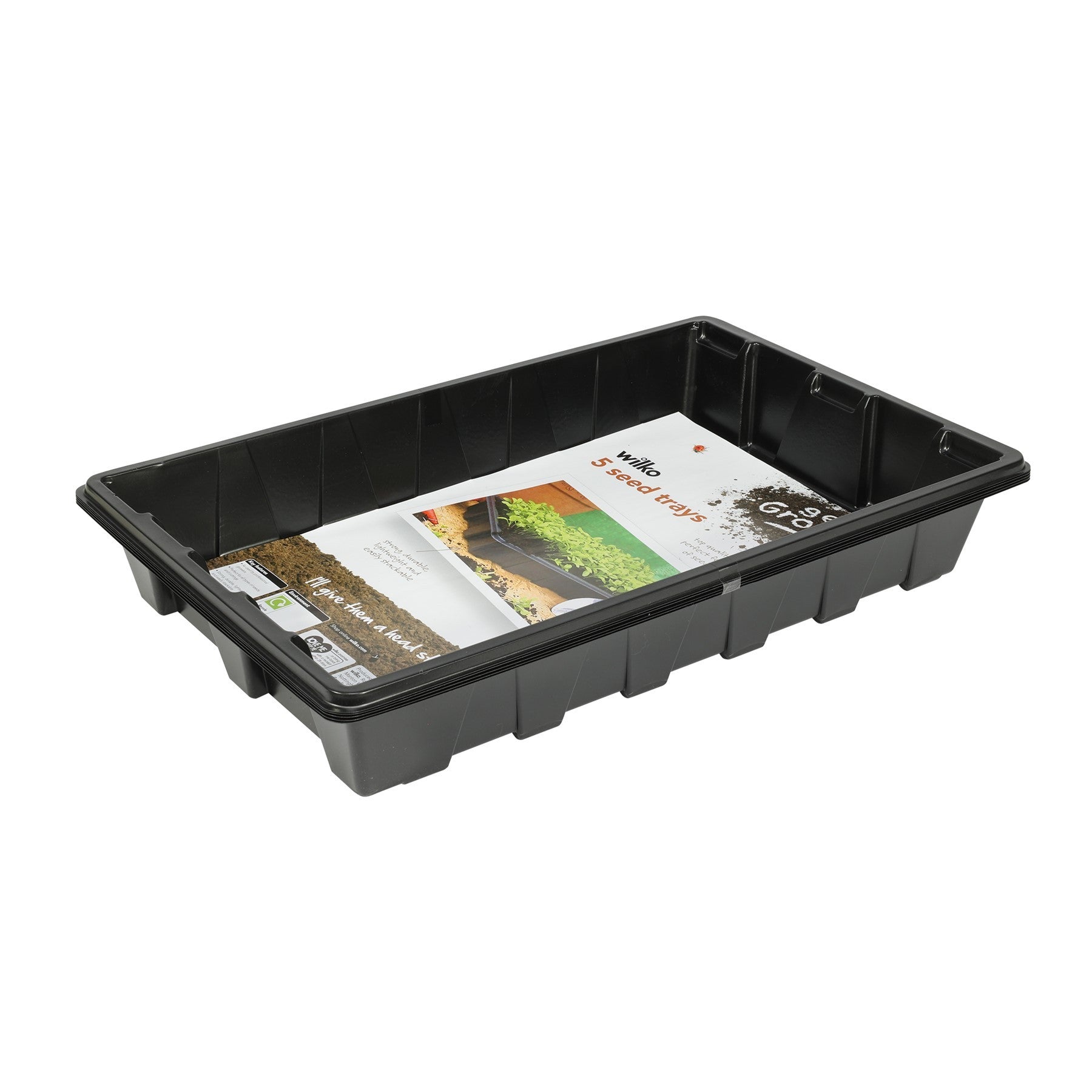 Economy black seed trays, pack of 5