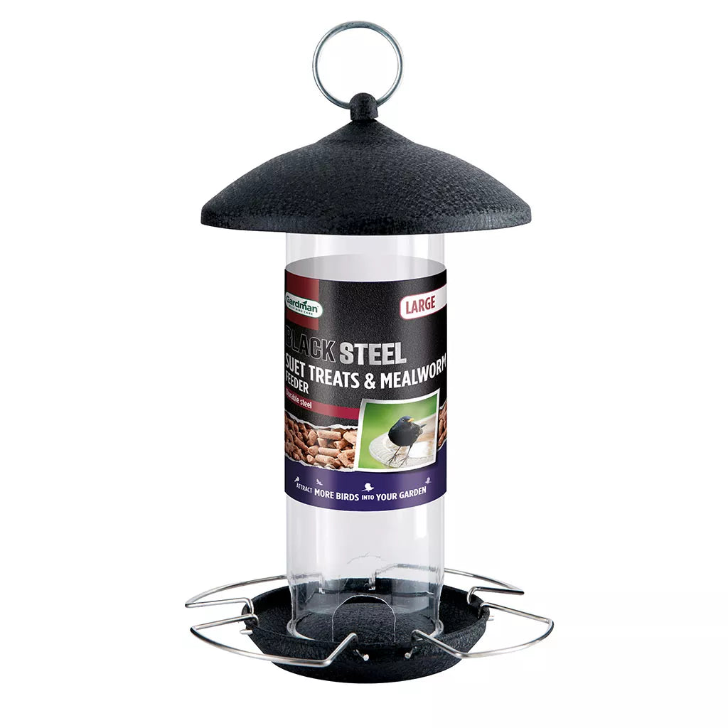 Gardman Black Steel Suet Treat & Mealworm Feeder