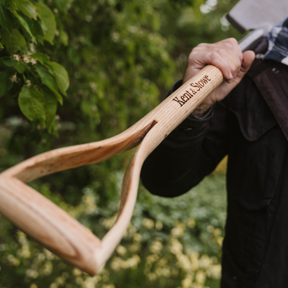Kent & Stowe Stainless Steel Digging Spade in use