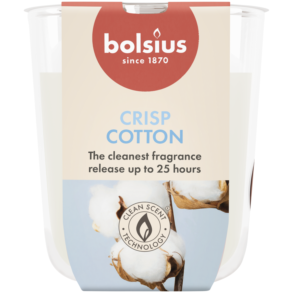 Bolsius True Scents Fresh Cotton Small Candle Glass