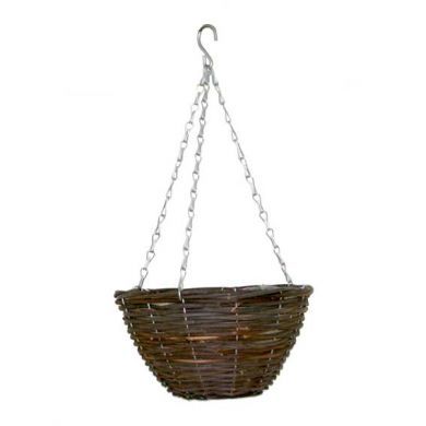 10 inch Black Rattan Round Hanging Basket