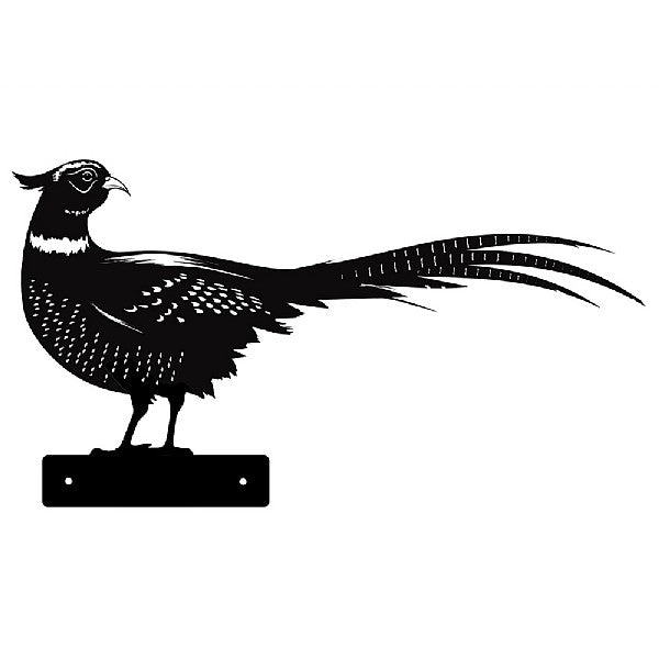 Metal Pheasant Peeking Farmyard Silhouette