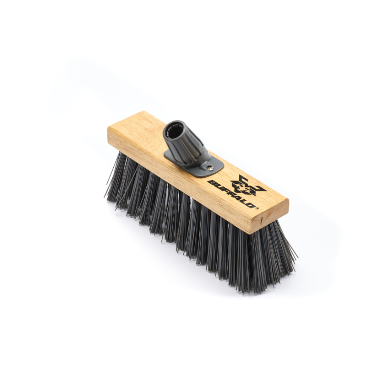 Buffalo 10.5 inch Stiff PVC Scavenger Broom Head clearing heavy debris outdoors
