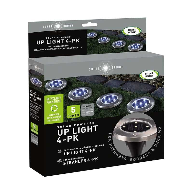Up Light, 4pk lifestyle - planter with plants on garden setting