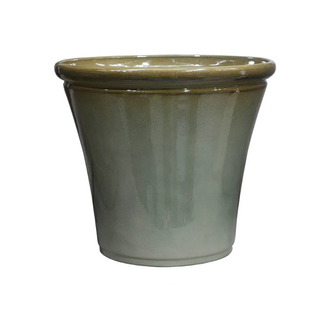 Hortus Lite - Glaze Plastic Rolled Rim Planter - Olive Green - Dia 39 x Height 35cm Dia39 - fibreglass stone-effect planter for indoor and outdoor use