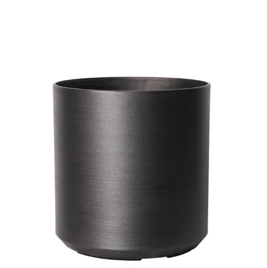 Hortus Lite - Metallic Look Plastic Cylinder Planter - Dk Grey - Dia43 x H43cm Dia43 - metal cylinder planter for indoor and outdoor use