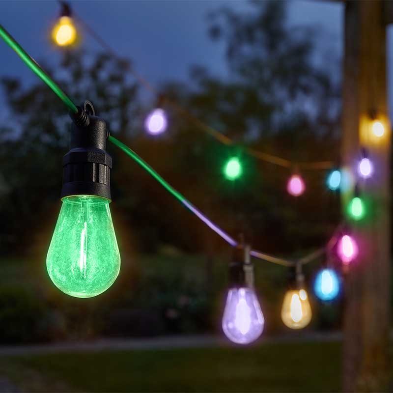 Vintage Festoon String Lights - Multi Coloured, Set of 10