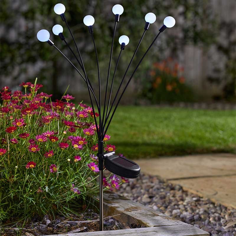 8-Stem GloGlobes Cool White, Stake Light