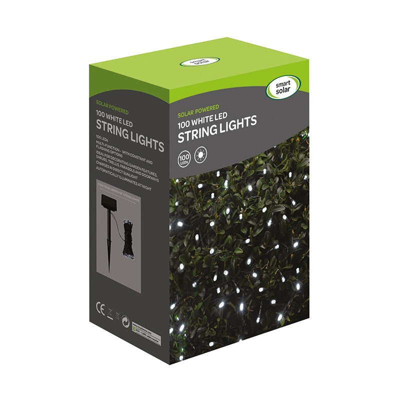 100 Solar Strings Cool White String Lights lifestyle - planter with plants on garden setting