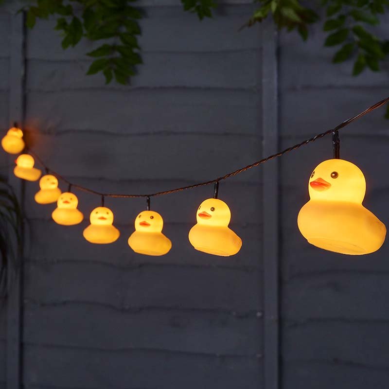 Rubber Duck String Lights - Set of 10 - planter for indoor and outdoor use