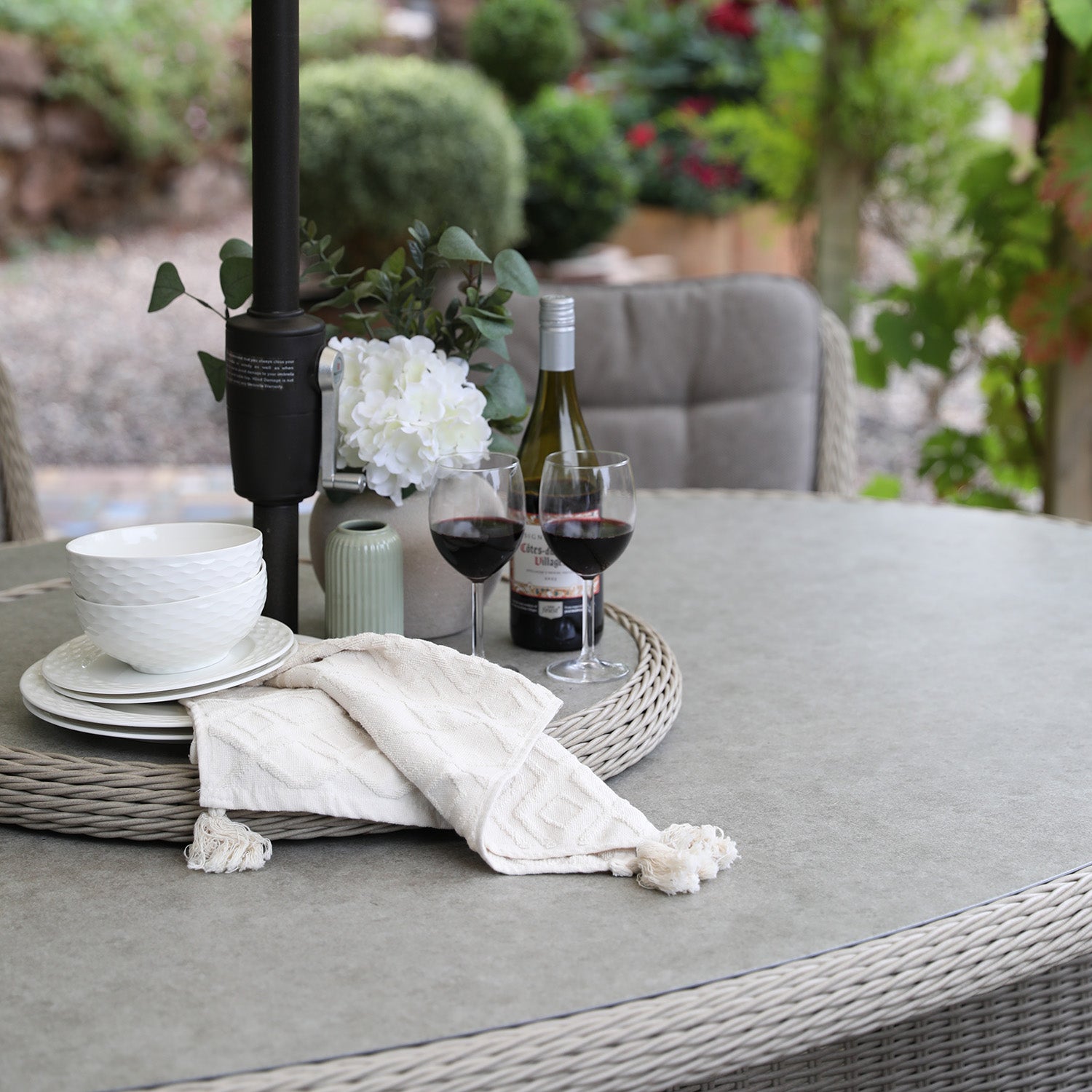 Cassano 8 Seat Oval Dining Set with Parasol and Lazy Susan