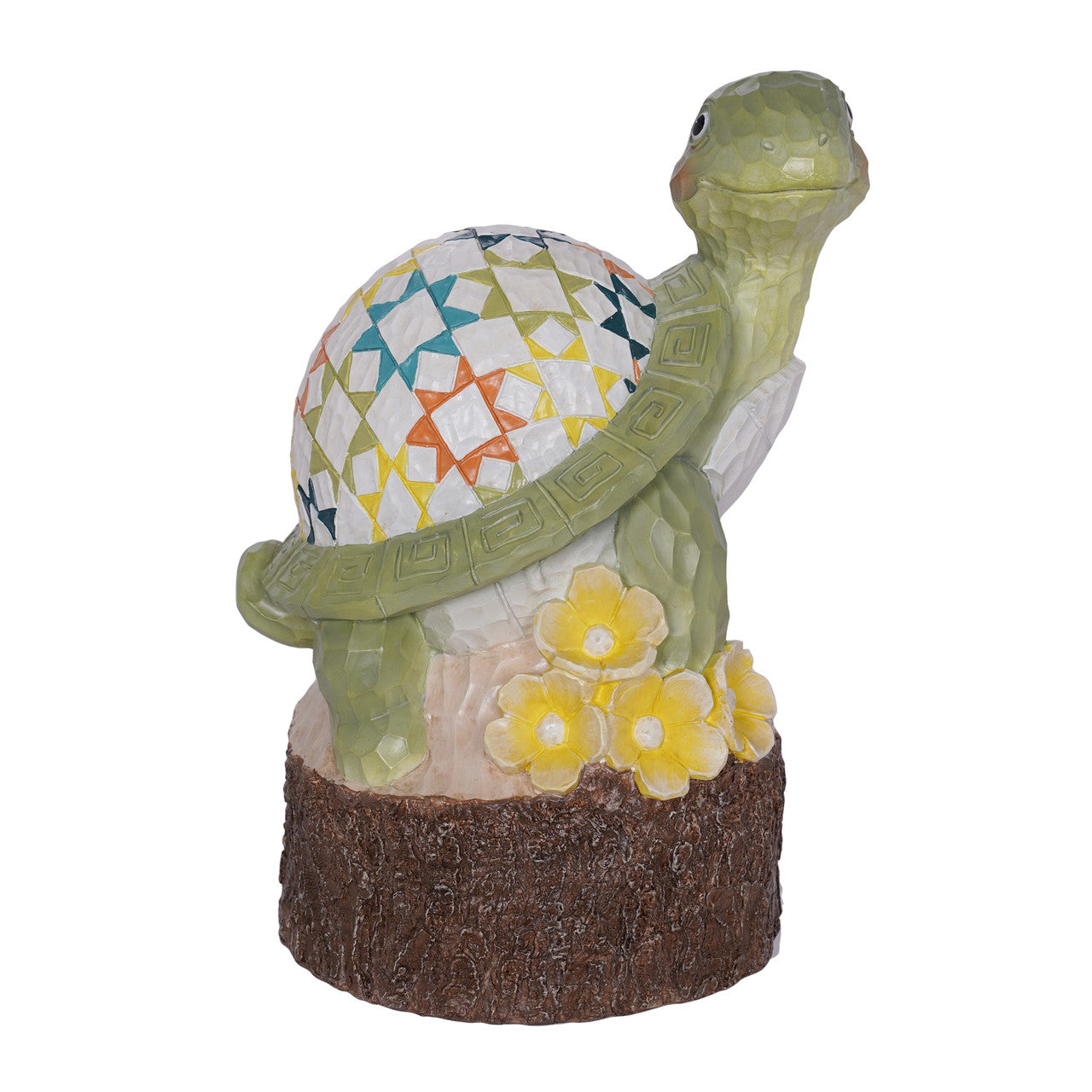 Resin Turtle on Base with Patterned Shell 27.5cm